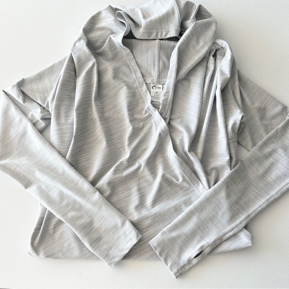 Zyia Active Cream Haze Pullover Top Yoga Shawl Wrap Convertible Twist Medium